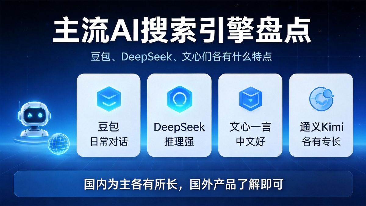 主流AI搜索引擎盘点：豆包、DeepSeek、文心们各有什么特点封面